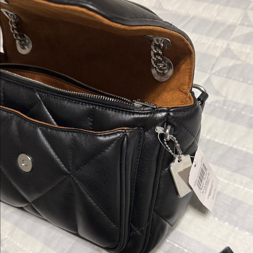 Coach Quilted Black Bag with Silver Chain - Picture 6 of 6